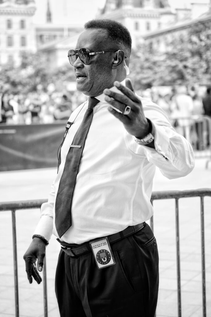 Security guy at the Notre-Dame Notre-Dame security guy Paris